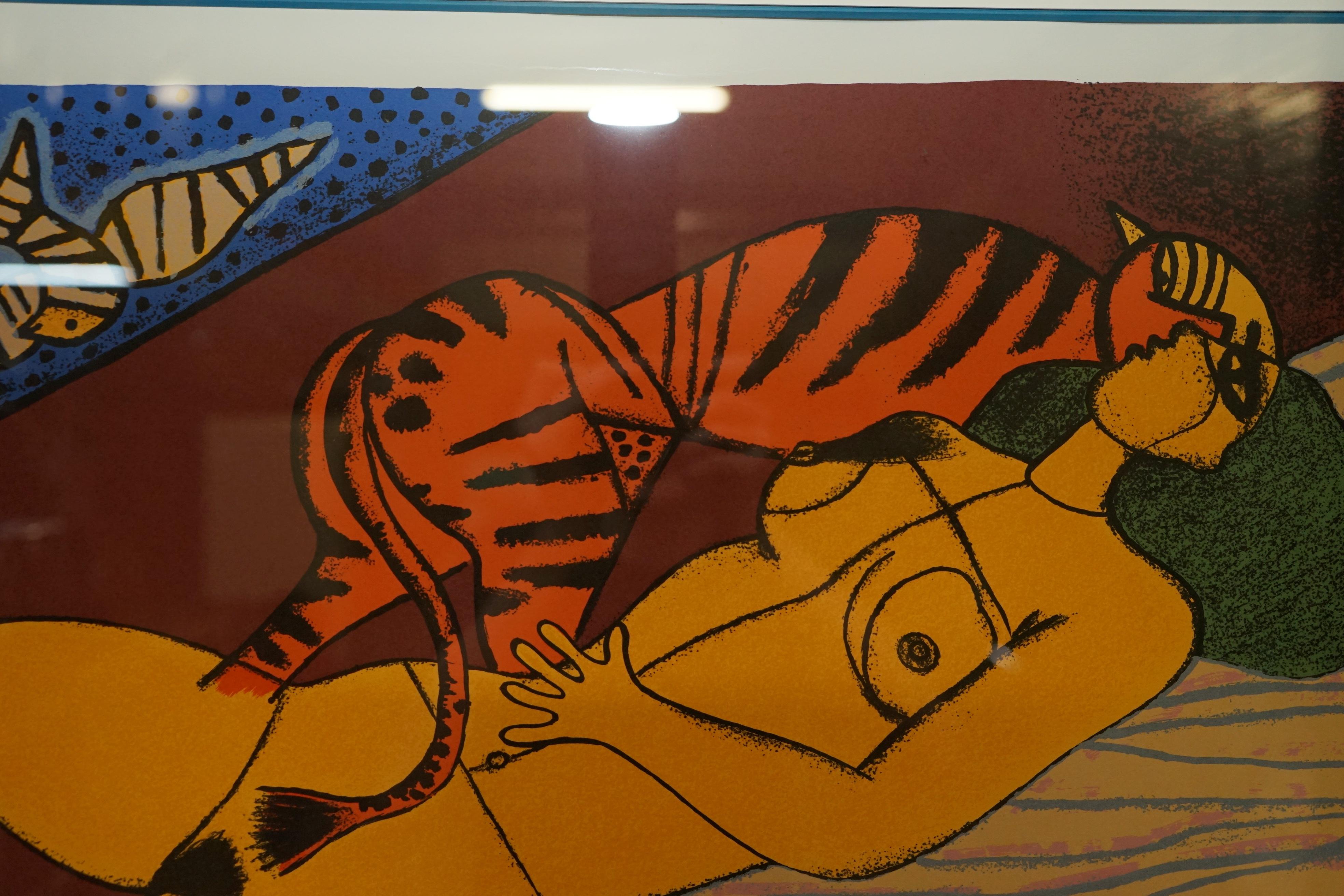 Dutch Corneille 1922 - 2010 Limited Edition Lithograph Print of Women & Tiger 87 For Sale 5