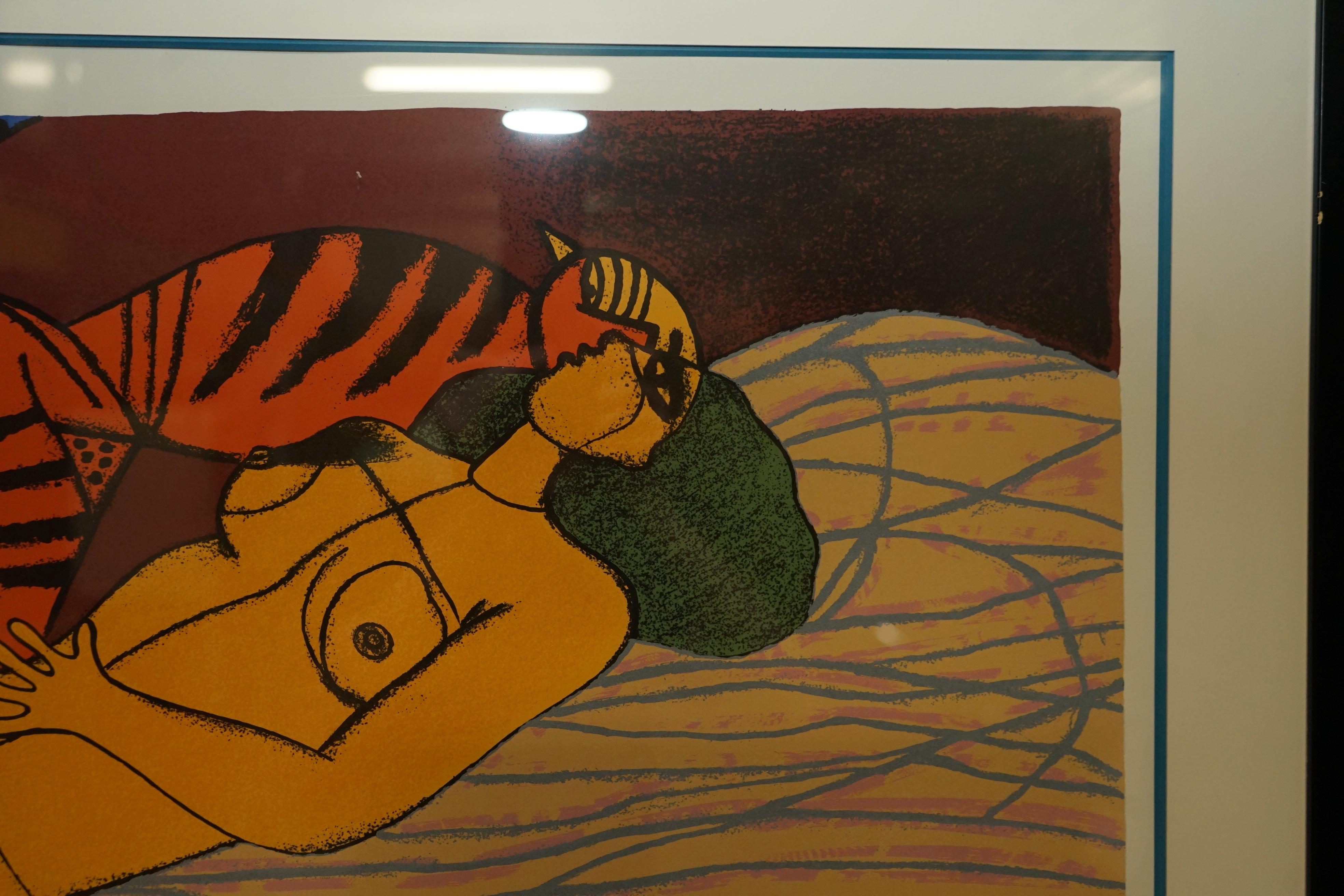 Dutch Corneille 1922 - 2010 Limited Edition Lithograph Print of Women & Tiger 87 For Sale 6