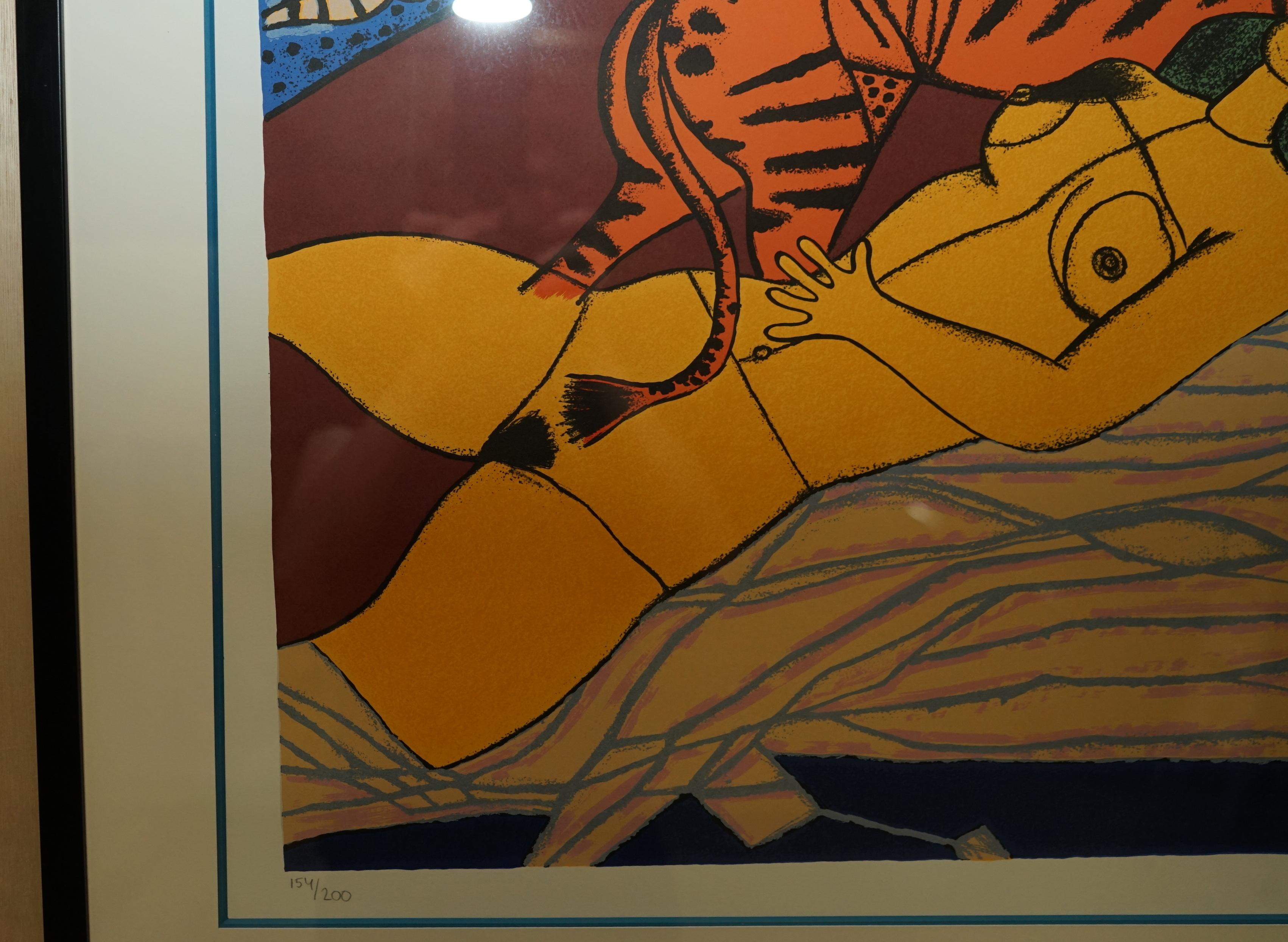 Dutch Corneille 1922 - 2010 Limited Edition Lithograph Print of Women & Tiger 87 For Sale 9