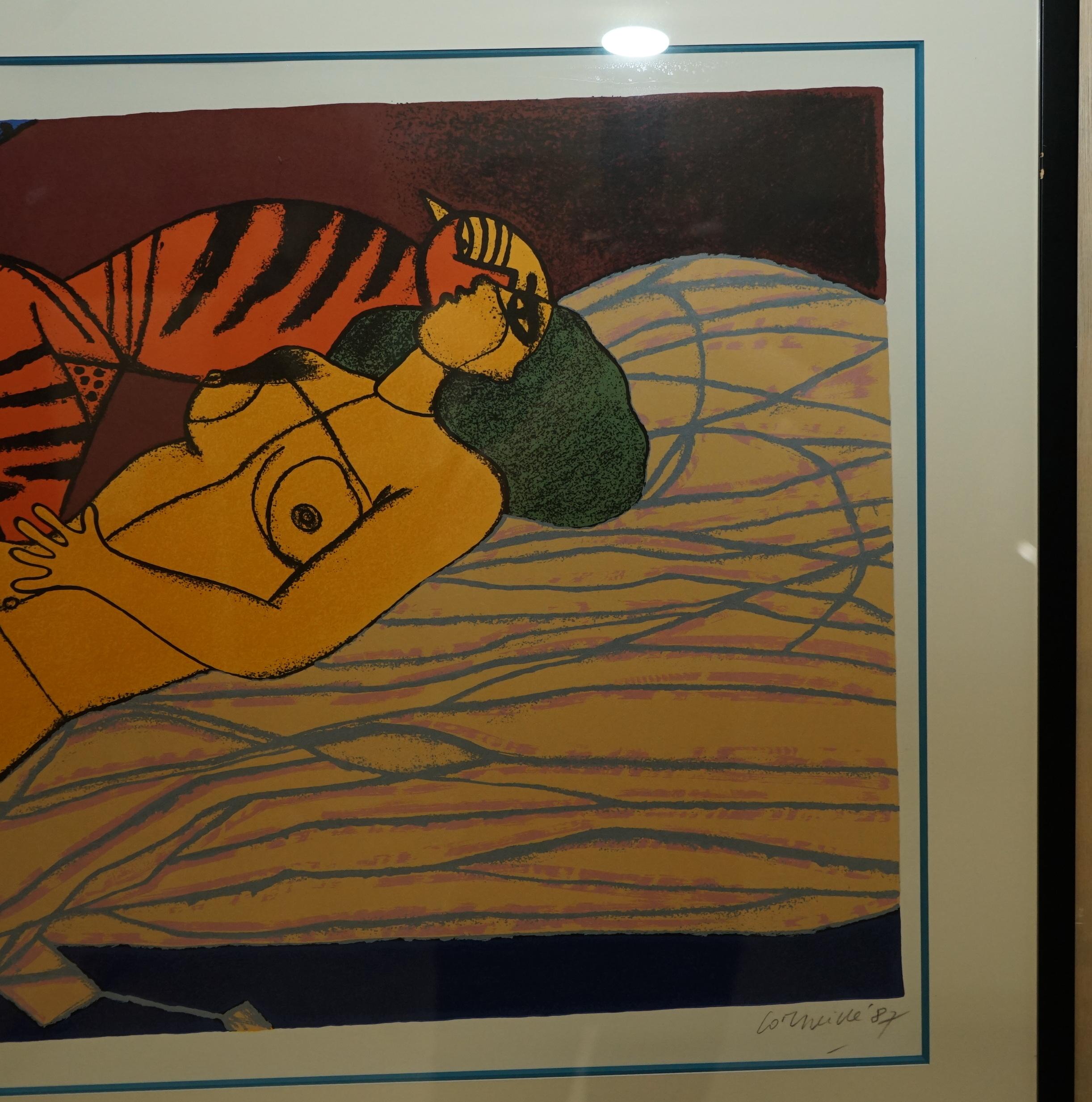 Dutch Corneille 1922 - 2010 Limited Edition Lithograph Print of Women & Tiger 87 For Sale 2