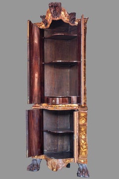 Dutch Corner Cabinet In Floral Marquetry - 18th Century