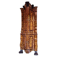 Dutch Corner Cabinet In Floral Marquetry - 18th Century