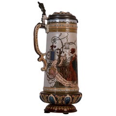 Antique "Dutch Councilman and Barmaid" Mettlach Stein