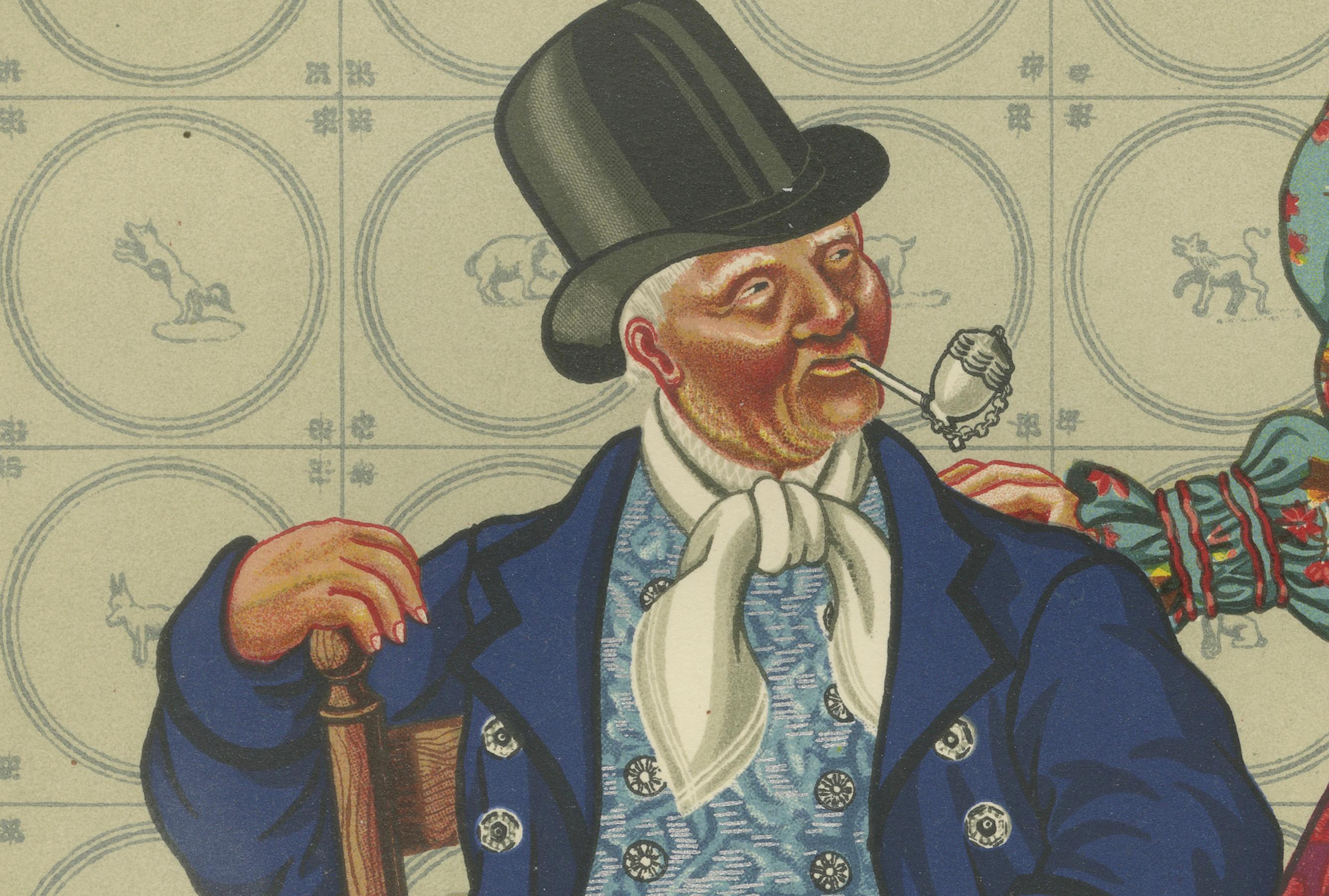 Coppia olandese in abito tradizionale di Hoorn, costume popolare dell'inizio del XIX secolo in vendita 1