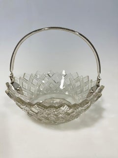 Dutch crystal bowl with silver handle by van Lieshout & Co, Amsterdam, 1880s