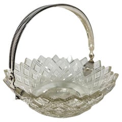 Cuenco de cristal holandés con asa de plata de van Lieshout & Co, Amsterdam, década de 1880