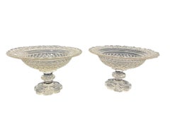 Dutch Crystal footed bowls with diamond and fan cut, ca 1860
