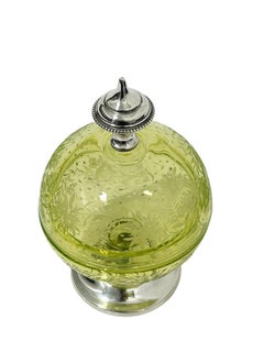 Dutch Crystal Glass and Silver Etched Lidded Bonbon Bowl, Ca 1880