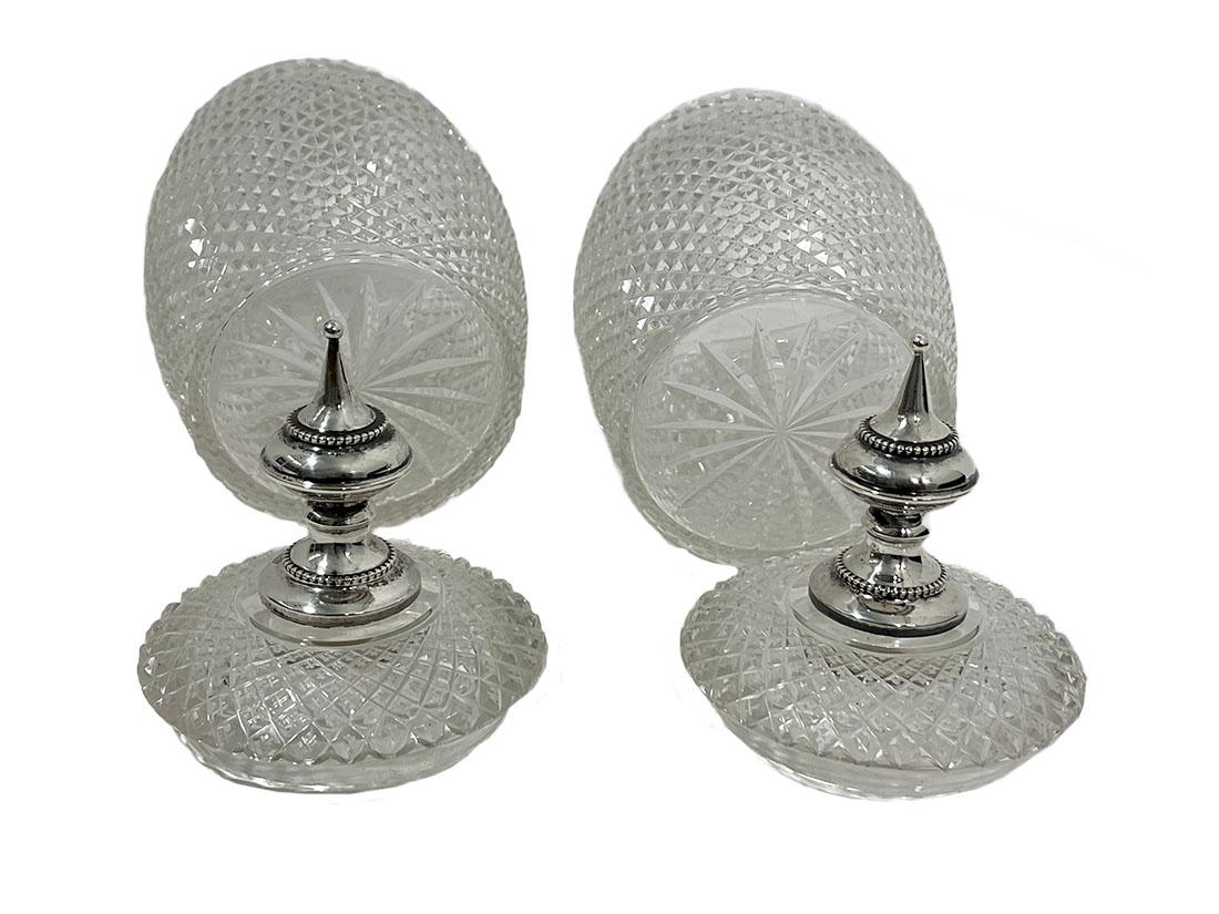 Dutch crystal lidded pots with silver knob, Amsterdam 1901-1903 In Good Condition For Sale In Delft, NL