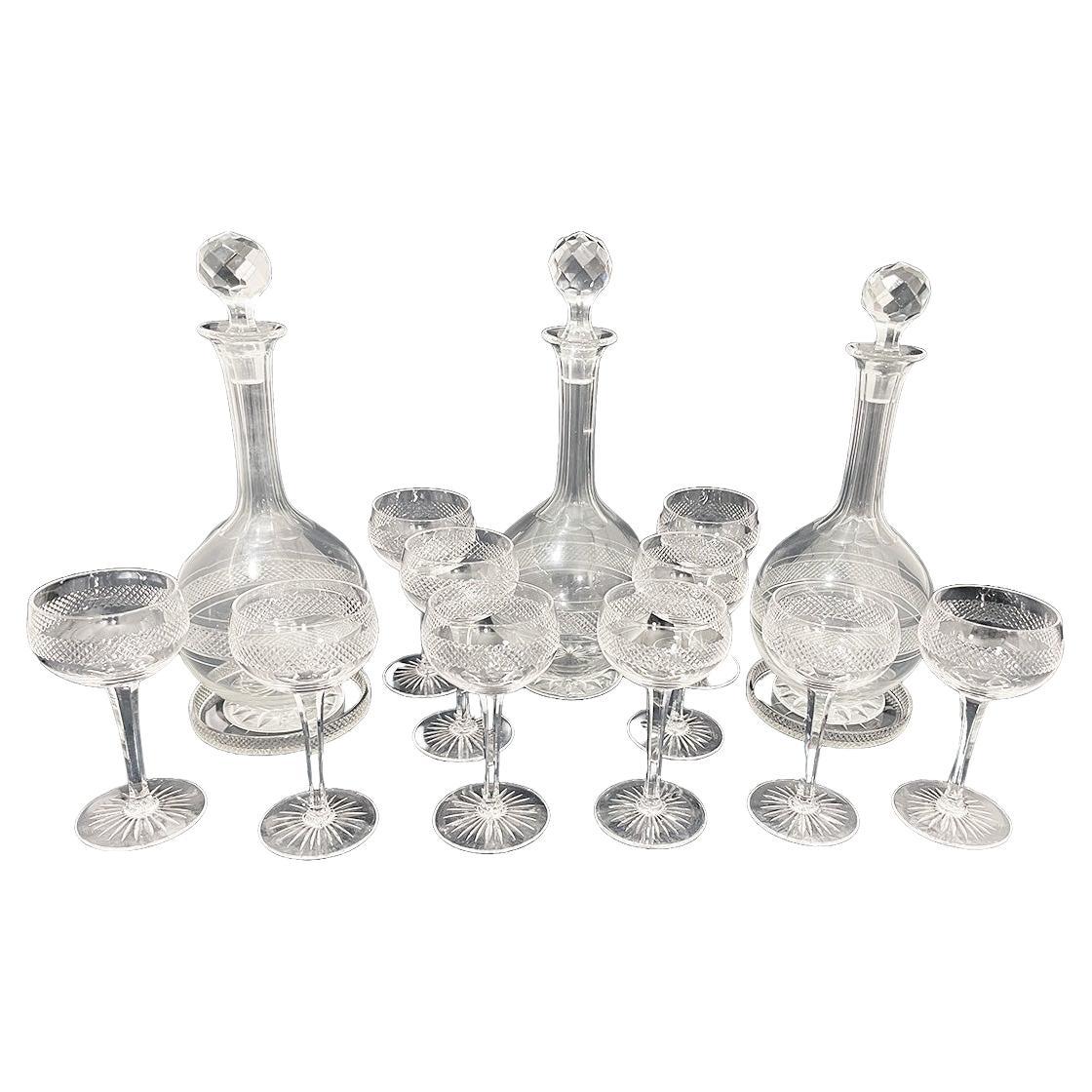 Niederländisches Kristallliqueur-Set, um 1890 im Angebot