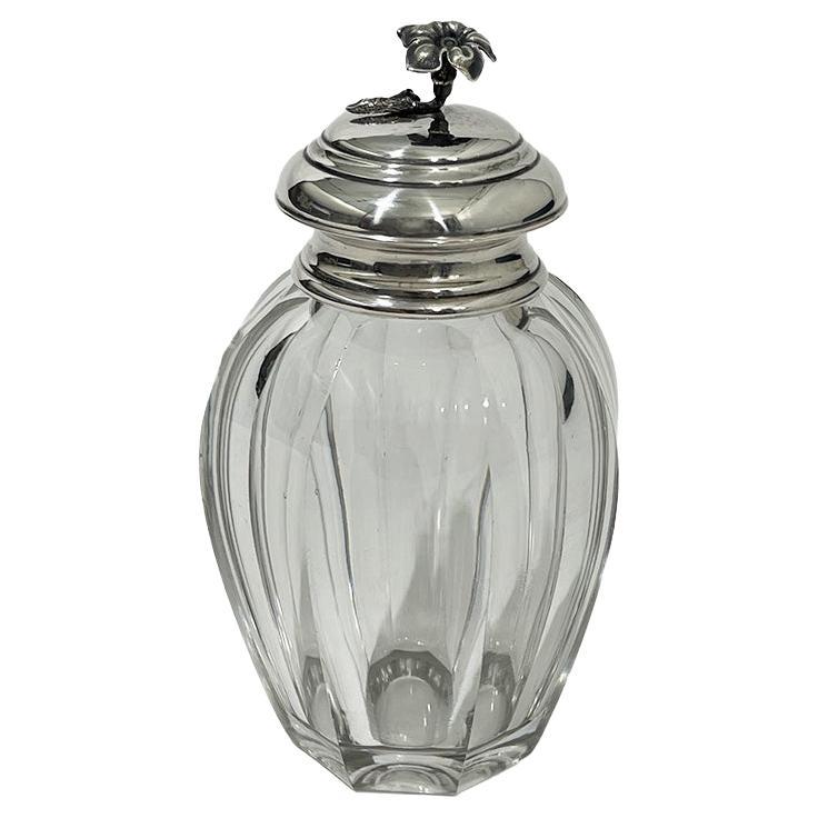 Boîte à thé en cristal hollandaise avec bouchon en argent, par Van Kempen & Zn, 1862 en vente