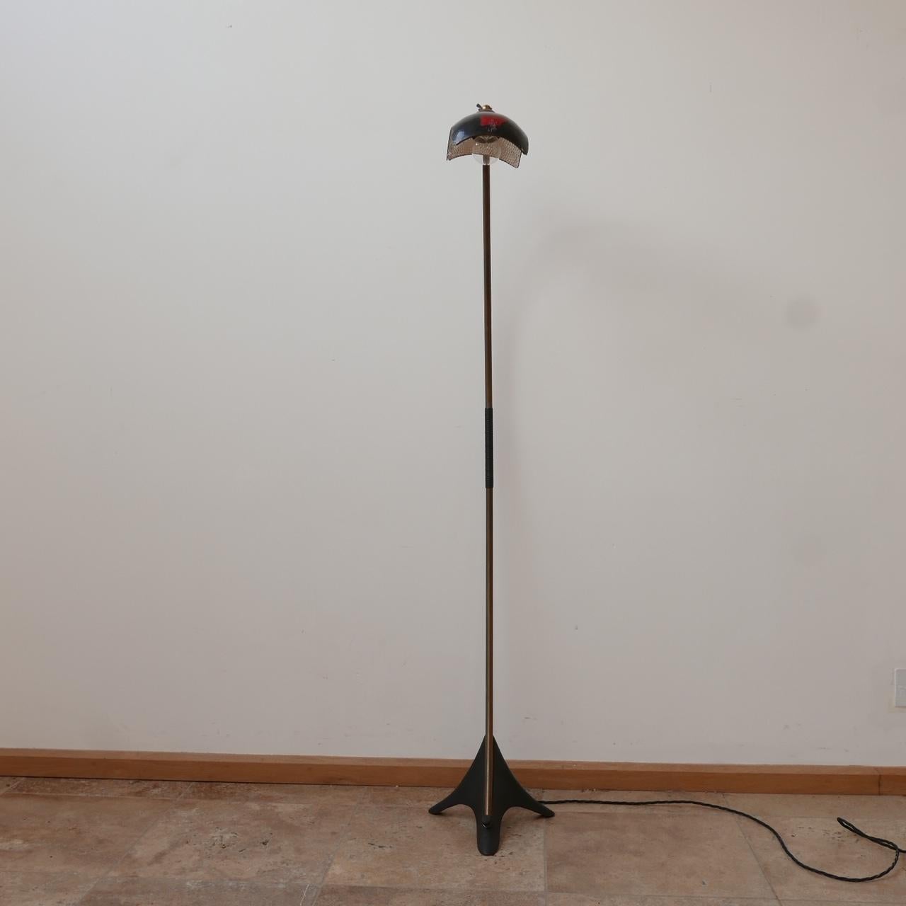 Dutch Curved Mid-Century Floor Lamp with Mercury Shade For Sale 9