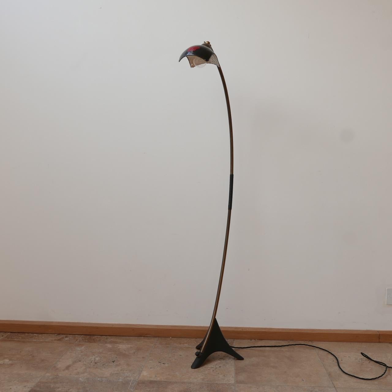 Dutch Curved Mid-Century Floor Lamp with Mercury Shade For Sale 10