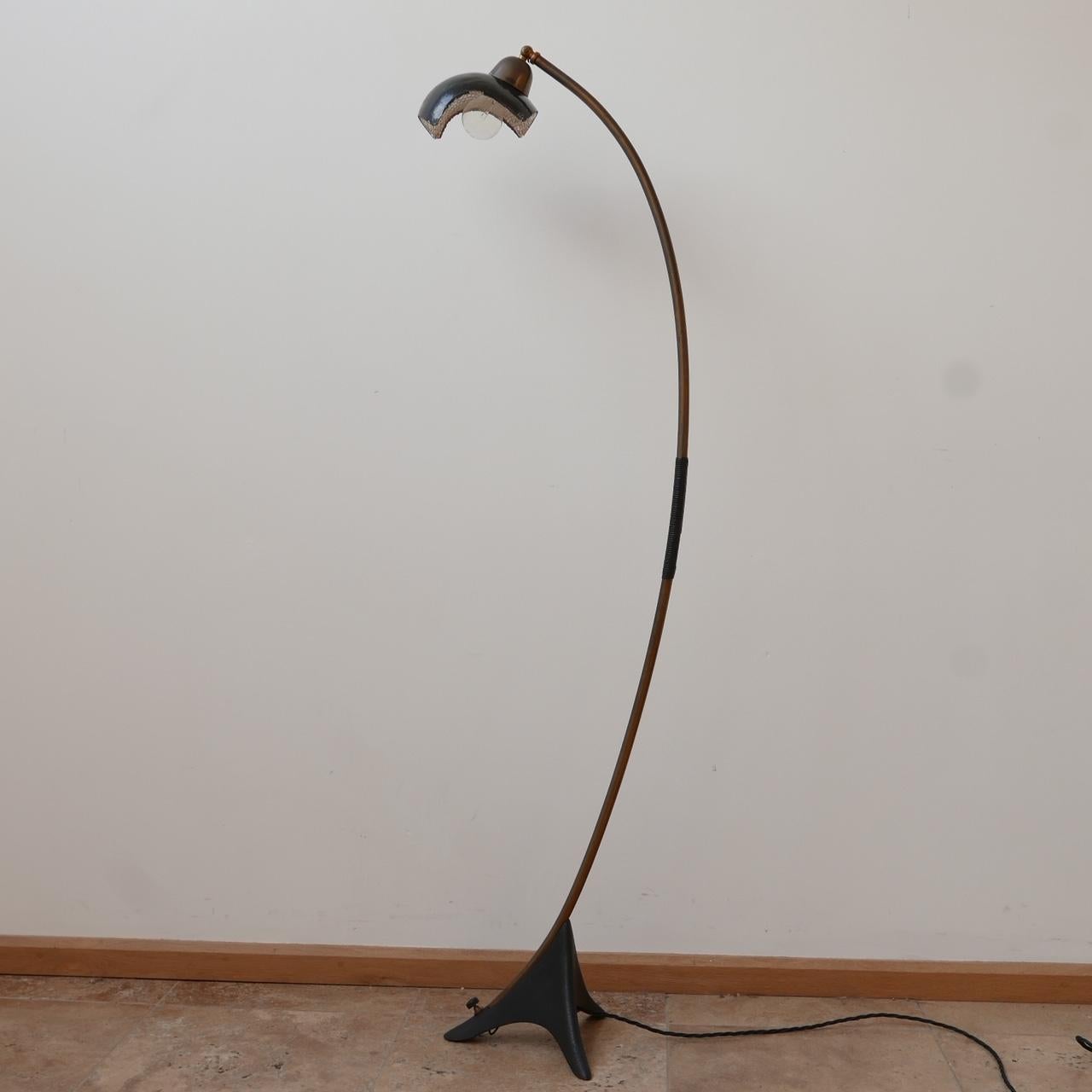 Dutch Curved Mid-Century Floor Lamp with Mercury Shade For Sale 11