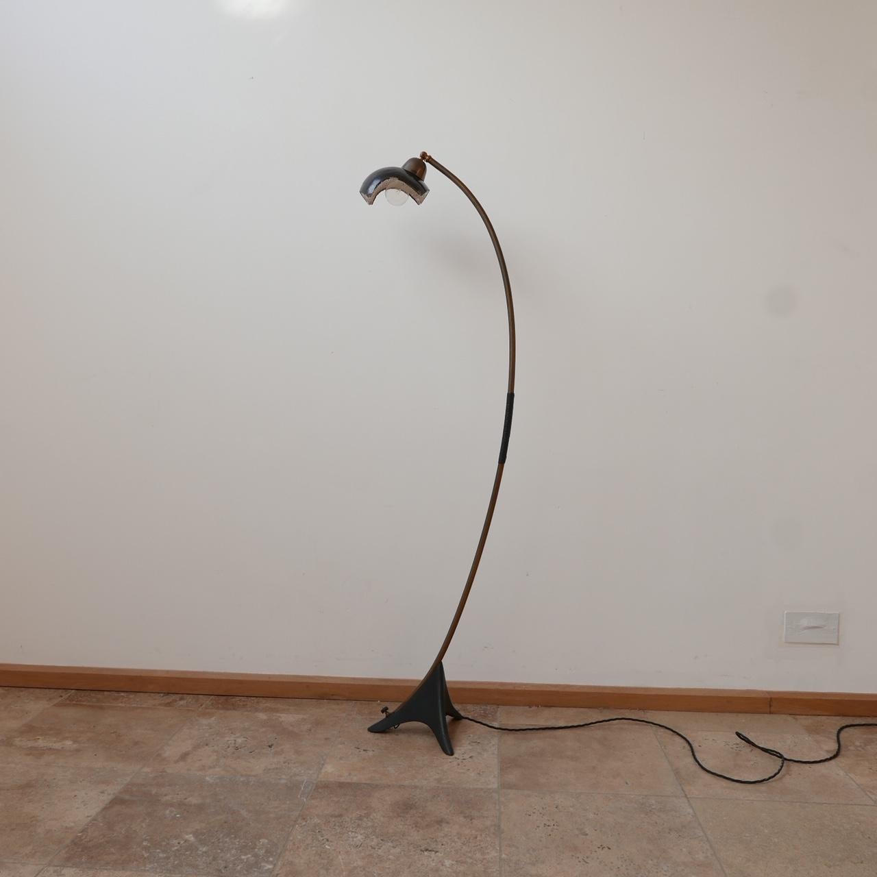 Dutch Curved Mid-Century Floor Lamp with Mercury Shade For Sale 12