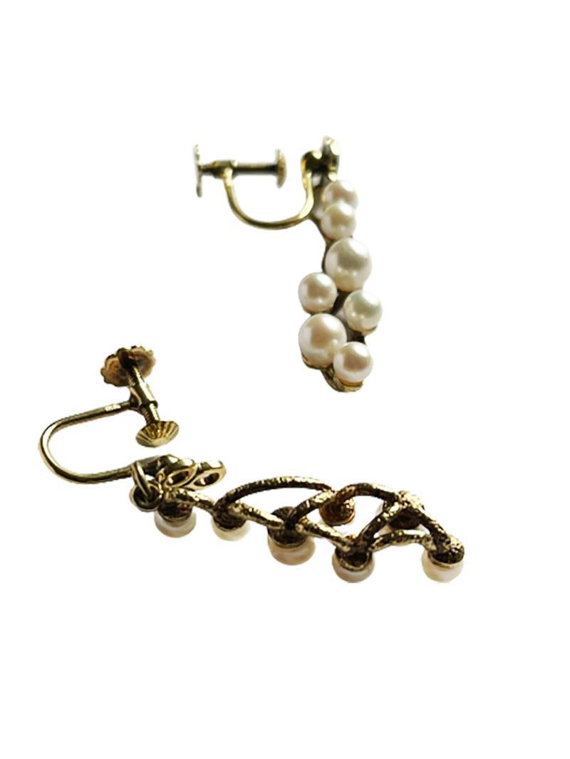 Dutch Dangle Earrings with Cultured Pearls by J. de Ligt, 1950s In Good Condition For Sale In Delft, NL
