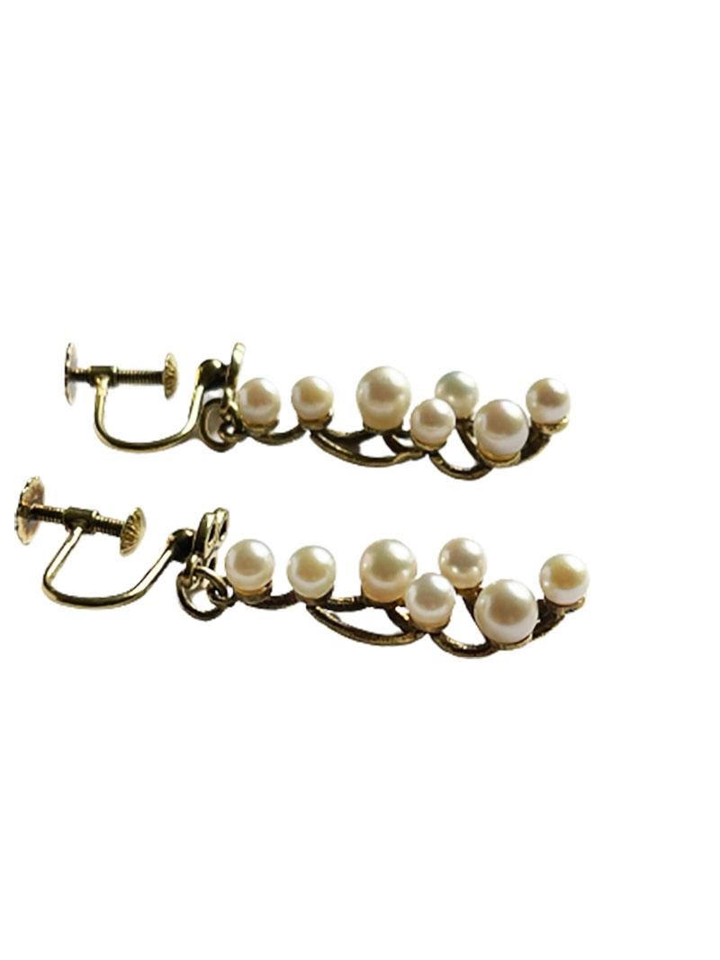 20th Century Dutch Dangle Earrings with Cultured Pearls by J. de Ligt, 1950s For Sale