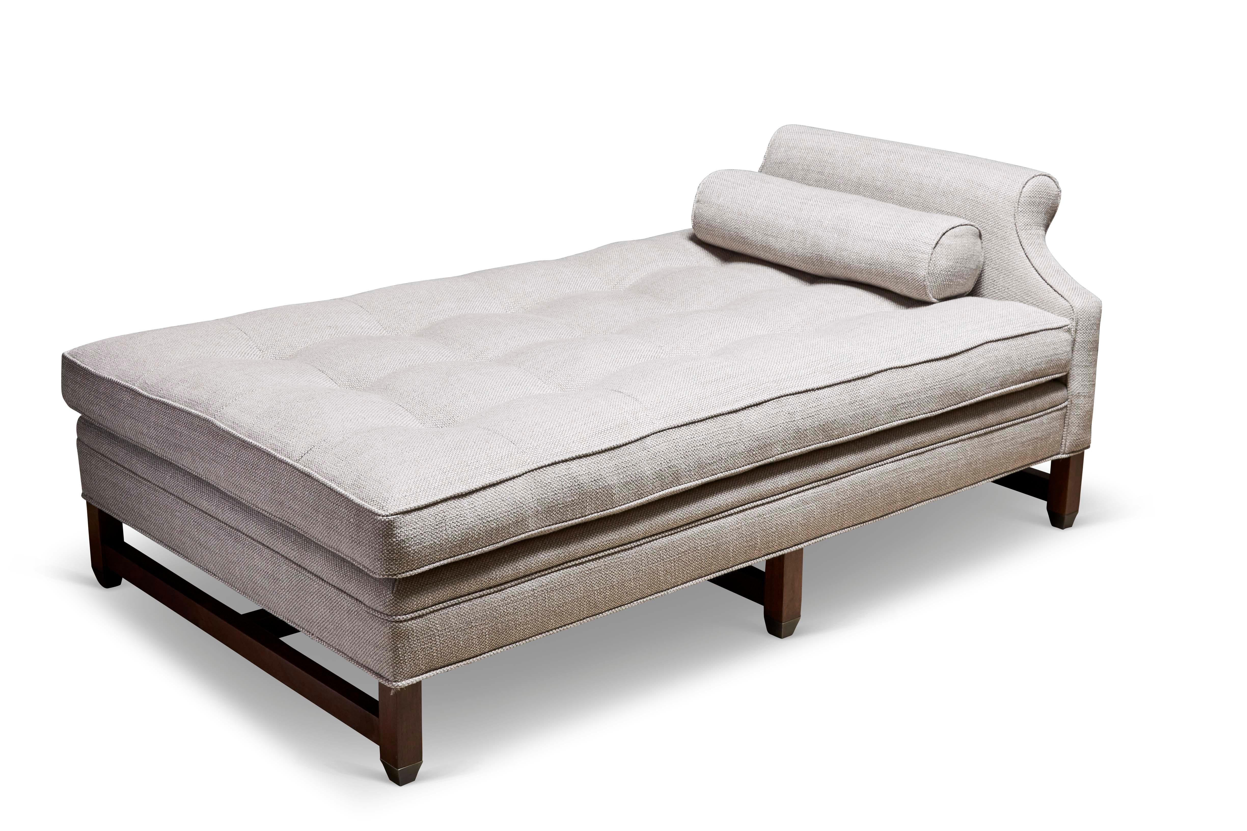 The Dutch daybed extra large has a semi-attached cushion with one bolster pillow. The base is made of American walnut or white oak and antique brass toecaps. 

The Lawson-Fenning Collection is designed and handmade in Los Angeles, California.