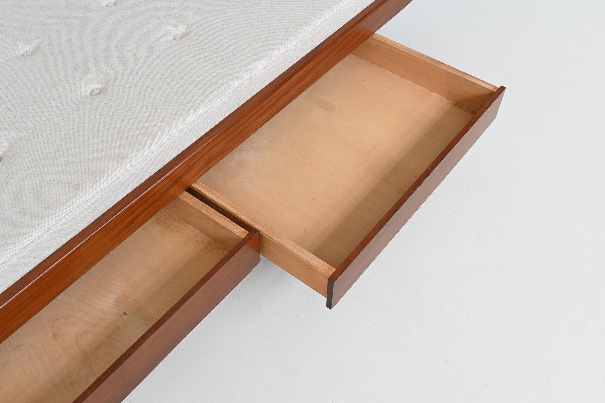 Dutch daybed in teak and wool with drawers The Netherlands 1960 5
