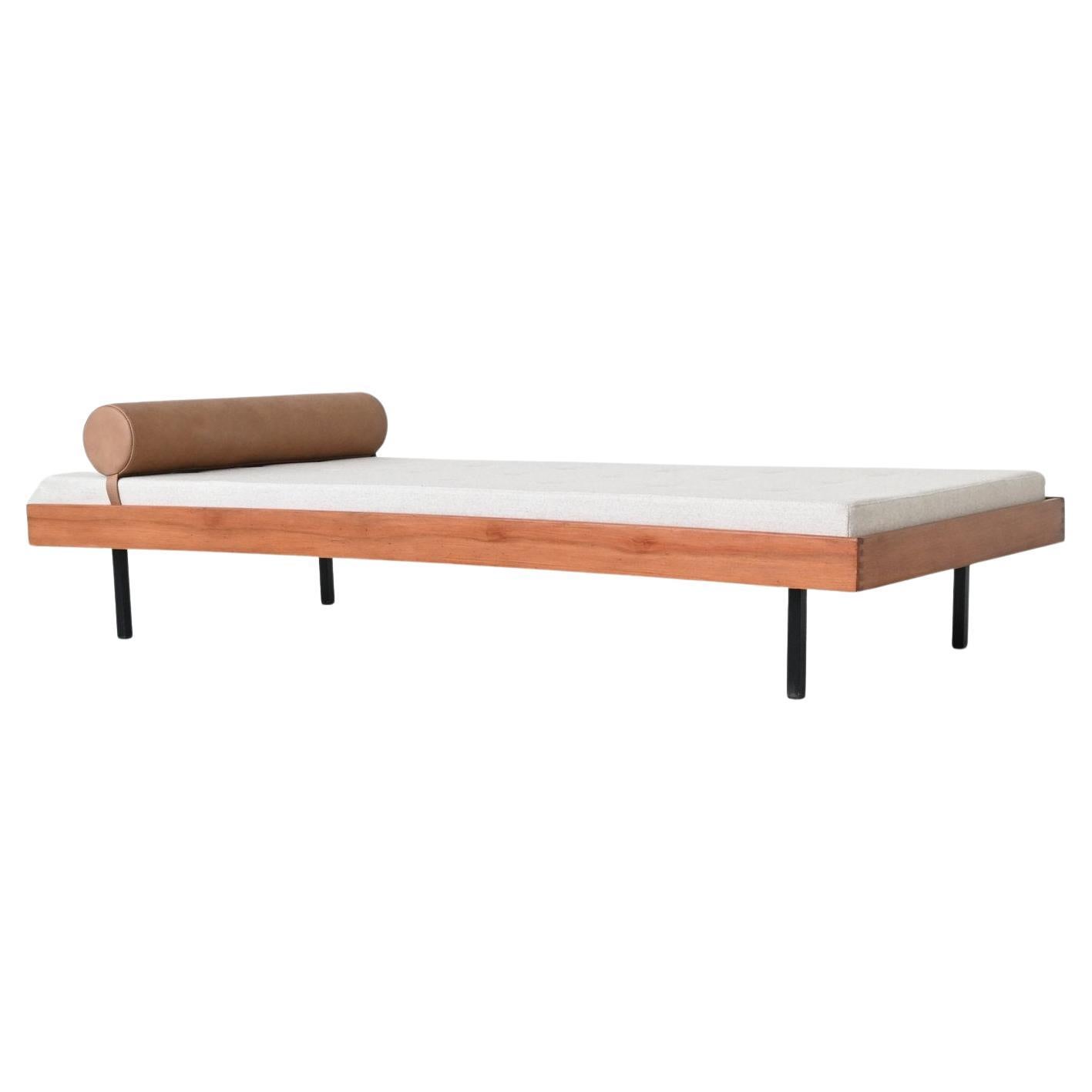 Dutch daybed in teak, metal and wool Mid-Century The Netherlands 1960 For Sale