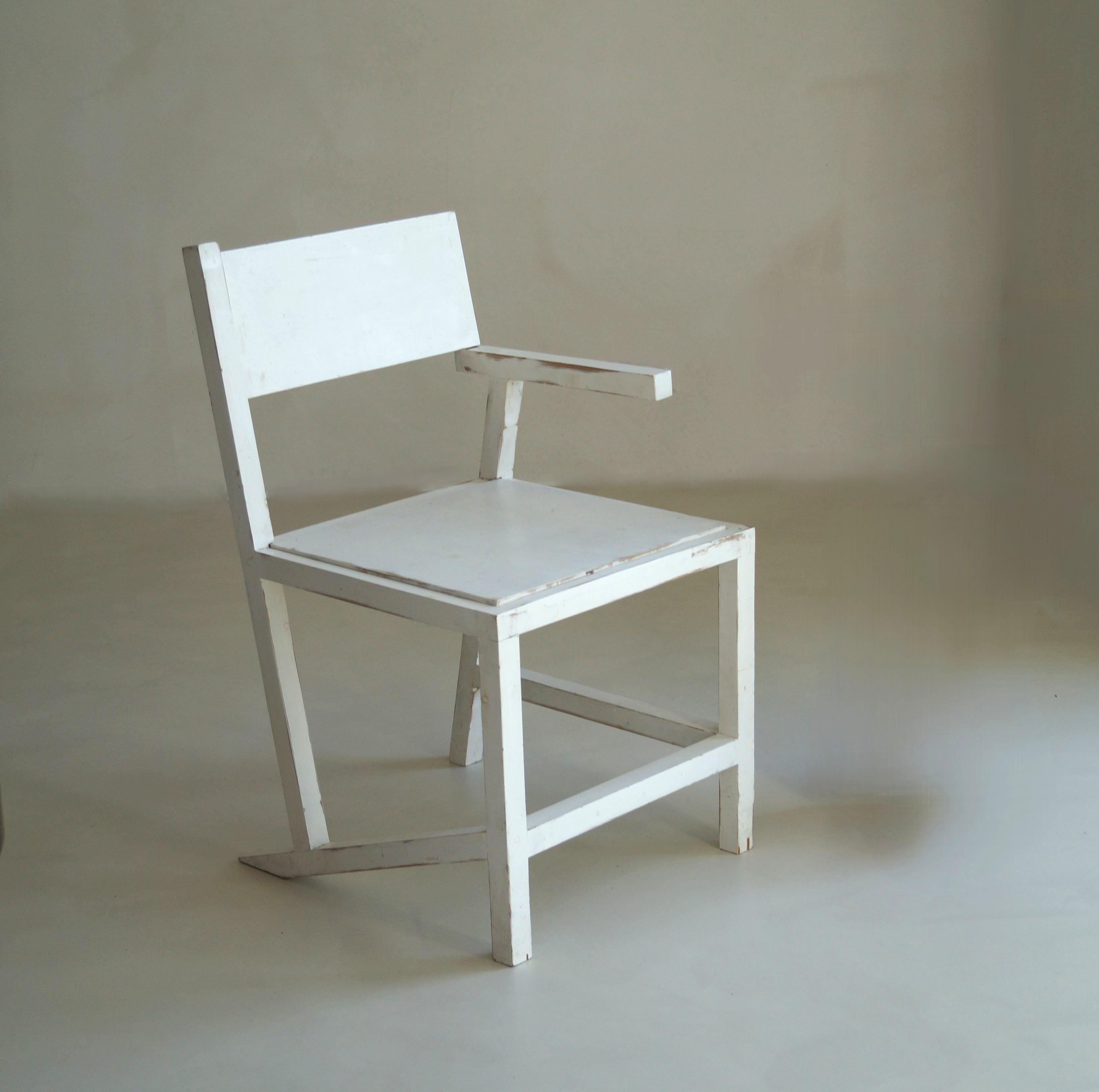 Fauteuil moderniste d'inspiration De Stijl, en finition blanche d'origine, années 1960, Dutch Originals en vente 3