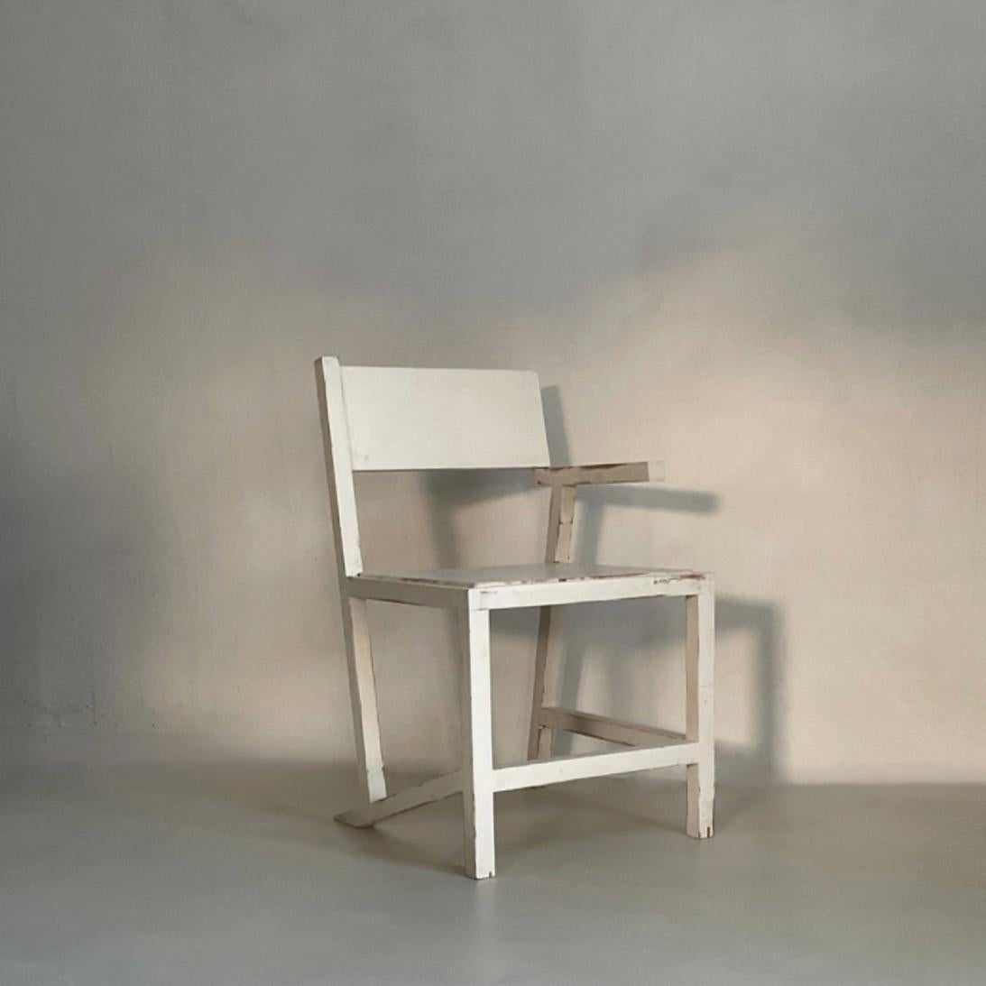Néerlandais Fauteuil moderniste d'inspiration De Stijl, en finition blanche d'origine, années 1960, Dutch Originals en vente