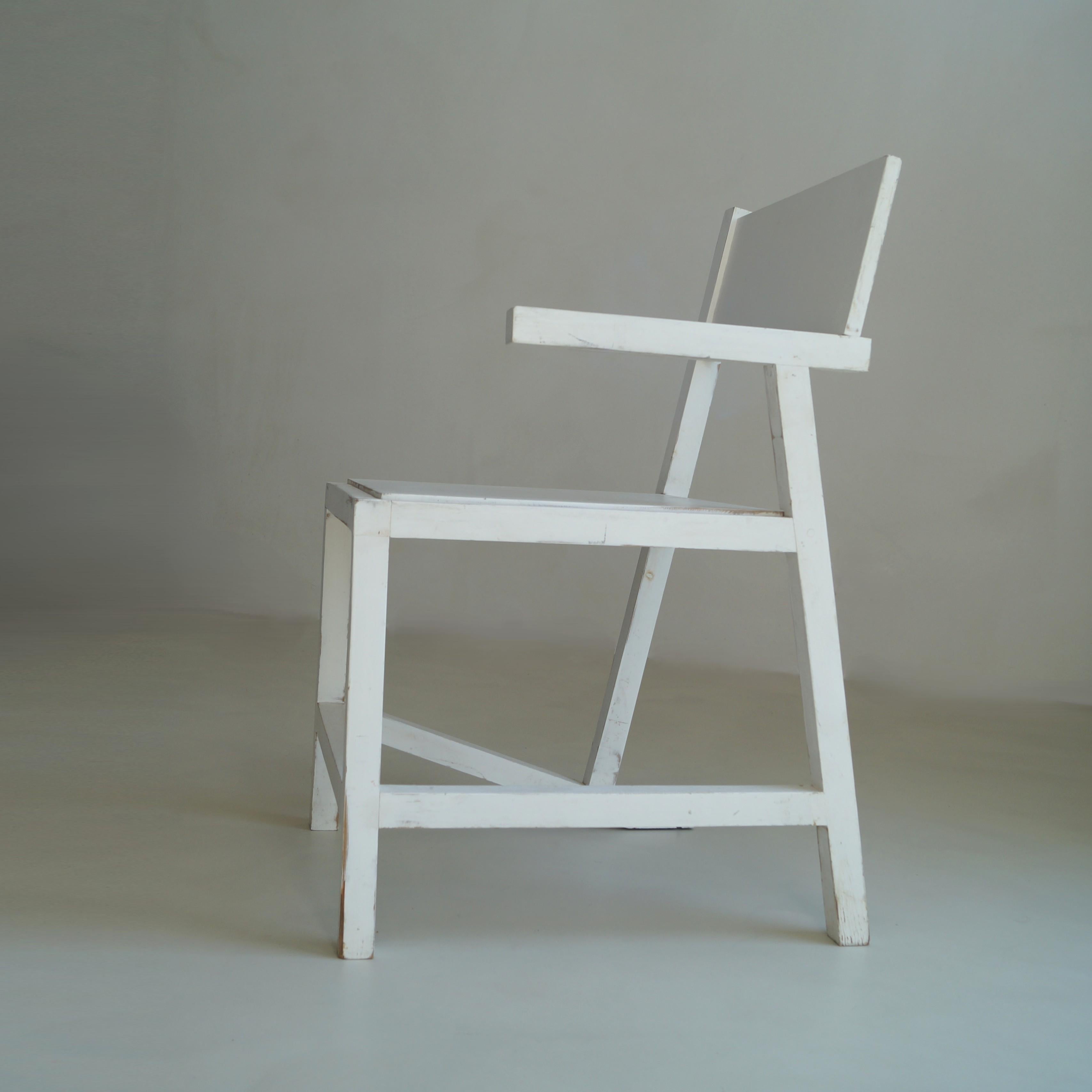 Milieu du XXe siècle Fauteuil moderniste d'inspiration De Stijl, en finition blanche d'origine, années 1960, Dutch Originals en vente