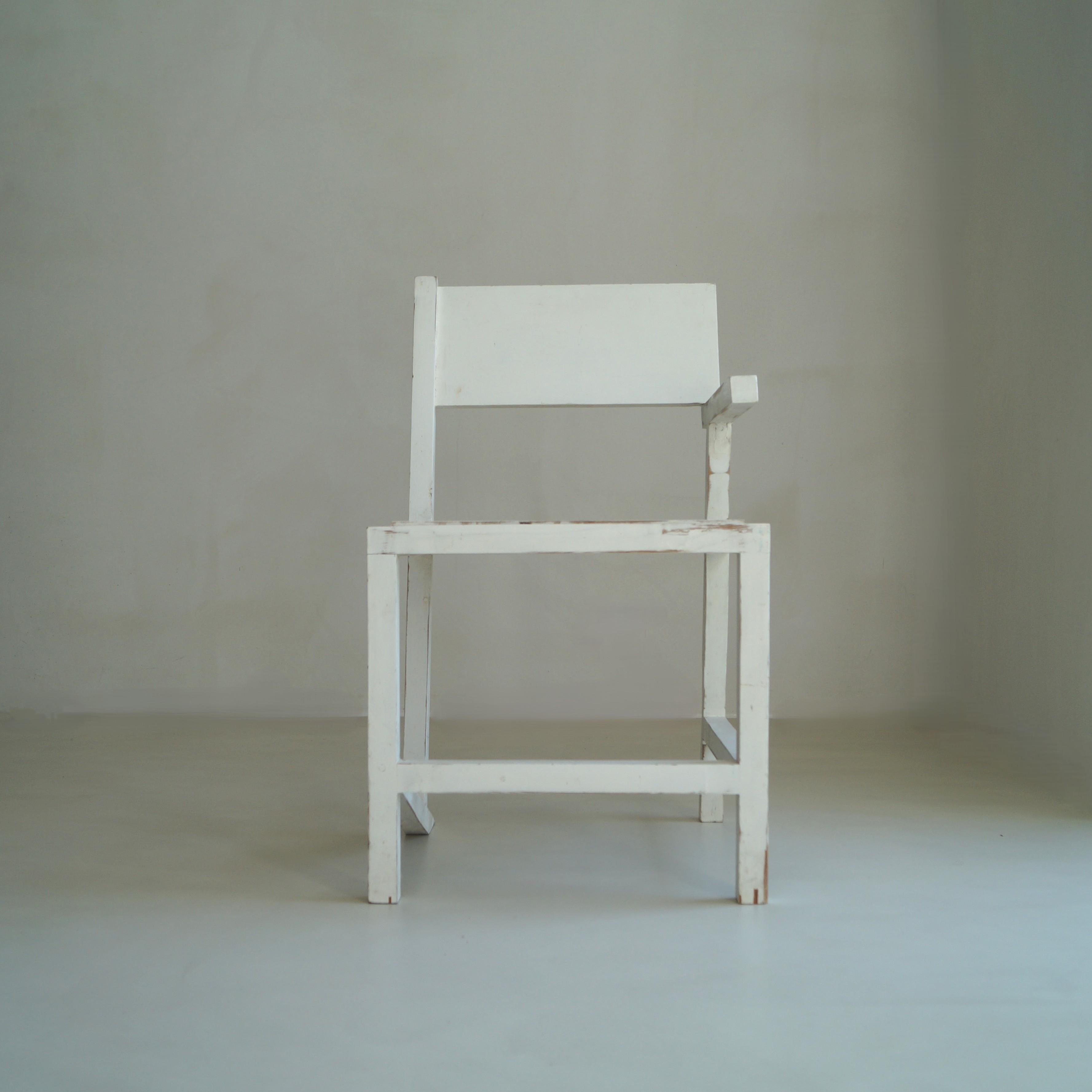 Fauteuil moderniste d'inspiration De Stijl, en finition blanche d'origine, années 1960, Dutch Originals en vente 1