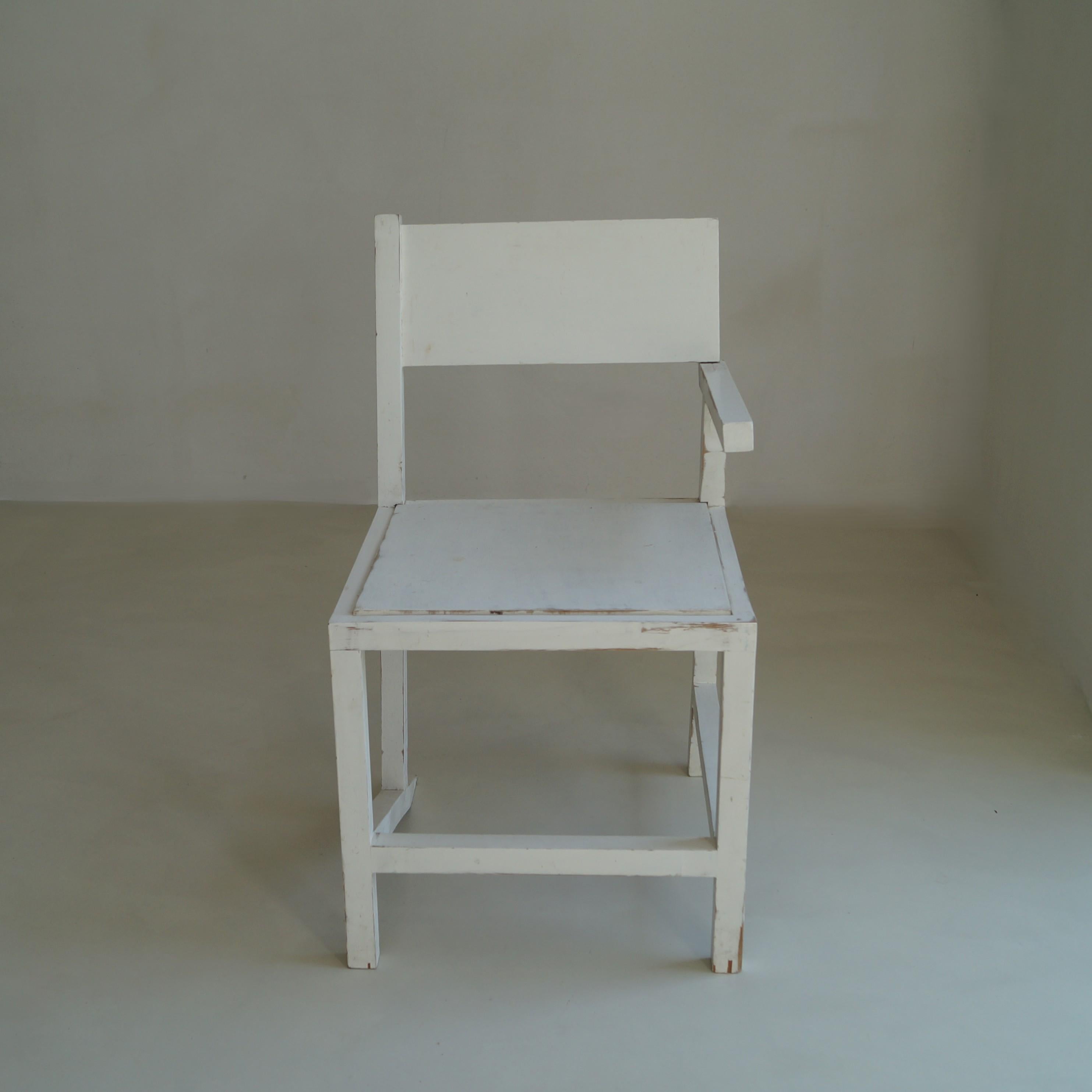 Fauteuil moderniste d'inspiration De Stijl, en finition blanche d'origine, années 1960, Dutch Originals en vente 2