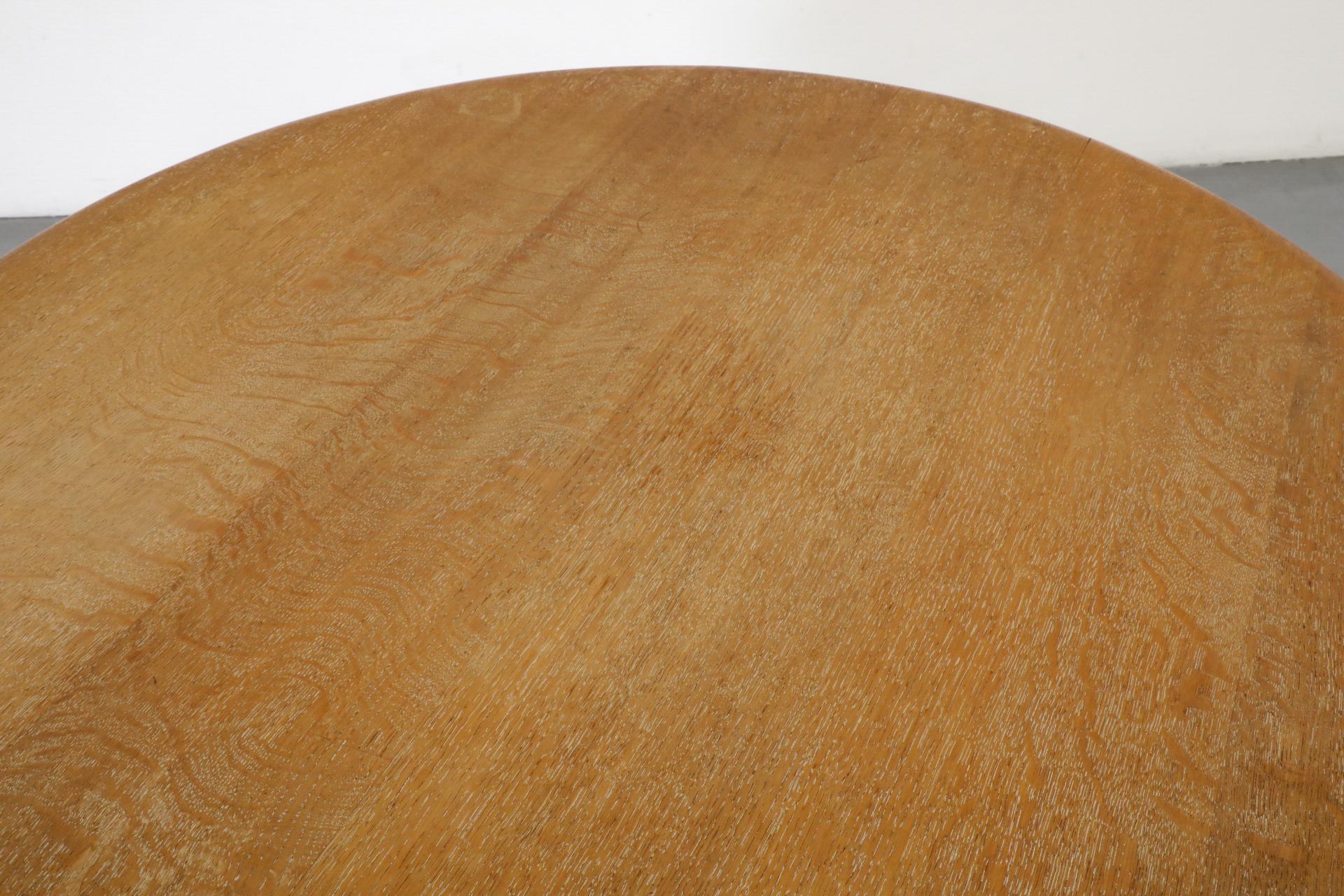 Dutch Deco Round Oak Pedestal Table by C. De Jong for J.A. Boskamp En Zonen 5