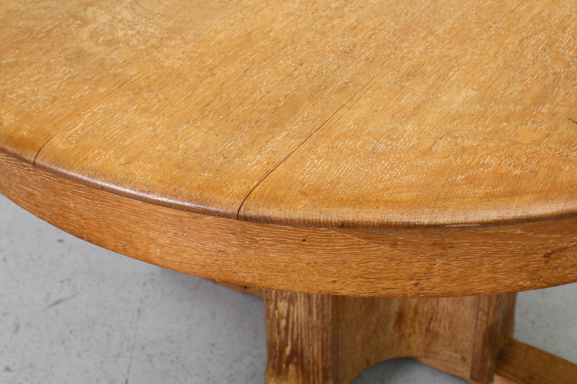 Dutch Deco Round Oak Pedestal Table by C. De Jong for J.A. Boskamp En Zonen 6