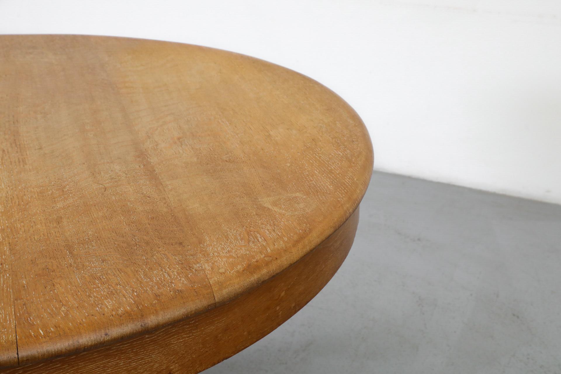Dutch Deco Round Oak Pedestal Table by C. De Jong for J.A. Boskamp En Zonen 8