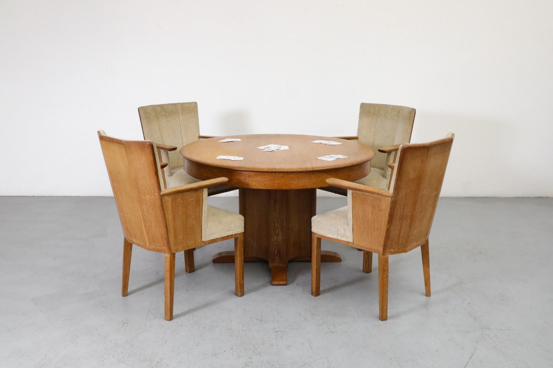 Art Deco Dutch Deco Round Oak Pedestal Table by C. De Jong for J.A. Boskamp En Zonen