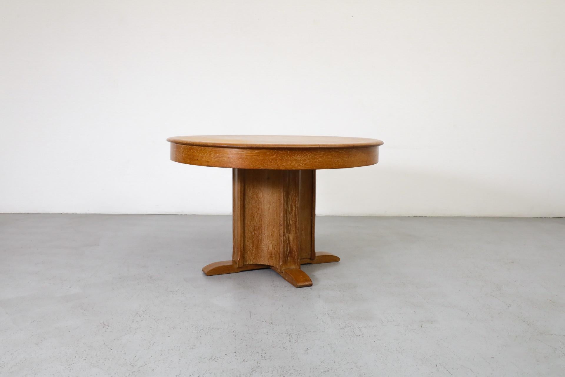 Dutch Deco Round Oak Pedestal Table by C. De Jong for J.A. Boskamp En Zonen 2