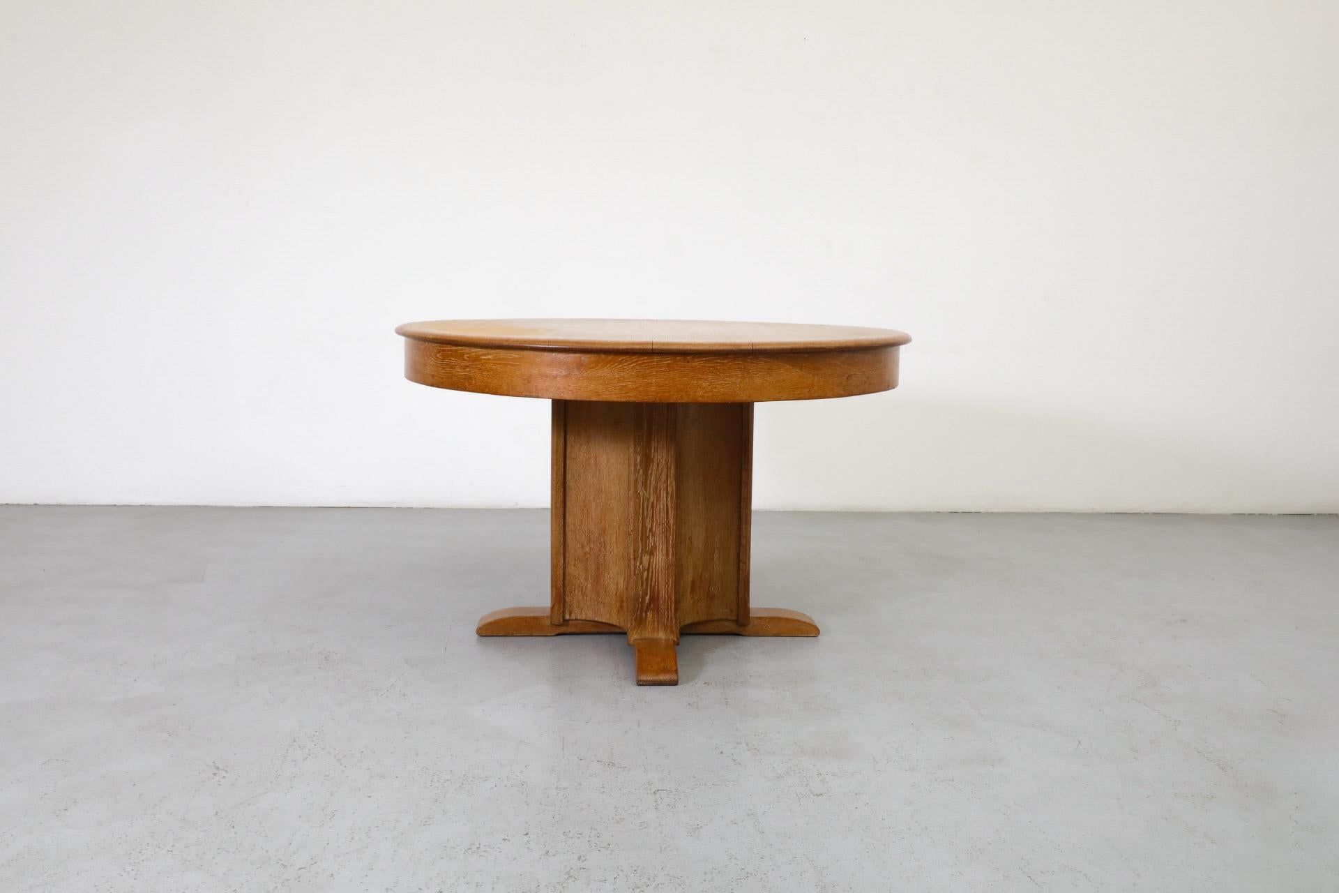 Dutch Deco Round Oak Pedestal Table by C. De Jong for J.A. Boskamp En Zonen 3