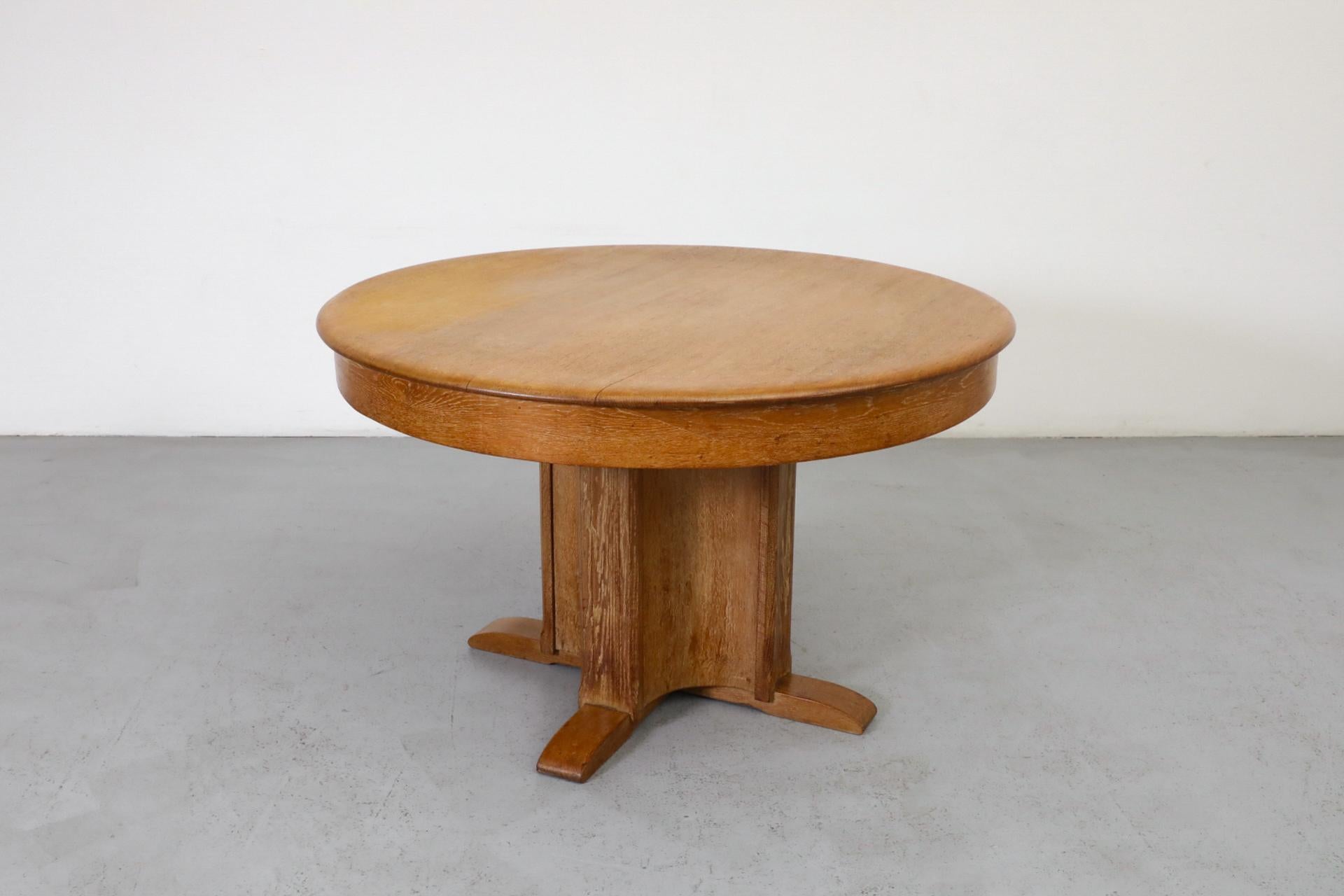Dutch Deco Round Oak Pedestal Table by C. De Jong for J.A. Boskamp En Zonen 4