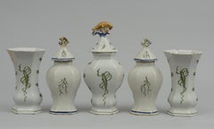Dutch Delft Assembled Garniture Set, 18th Century