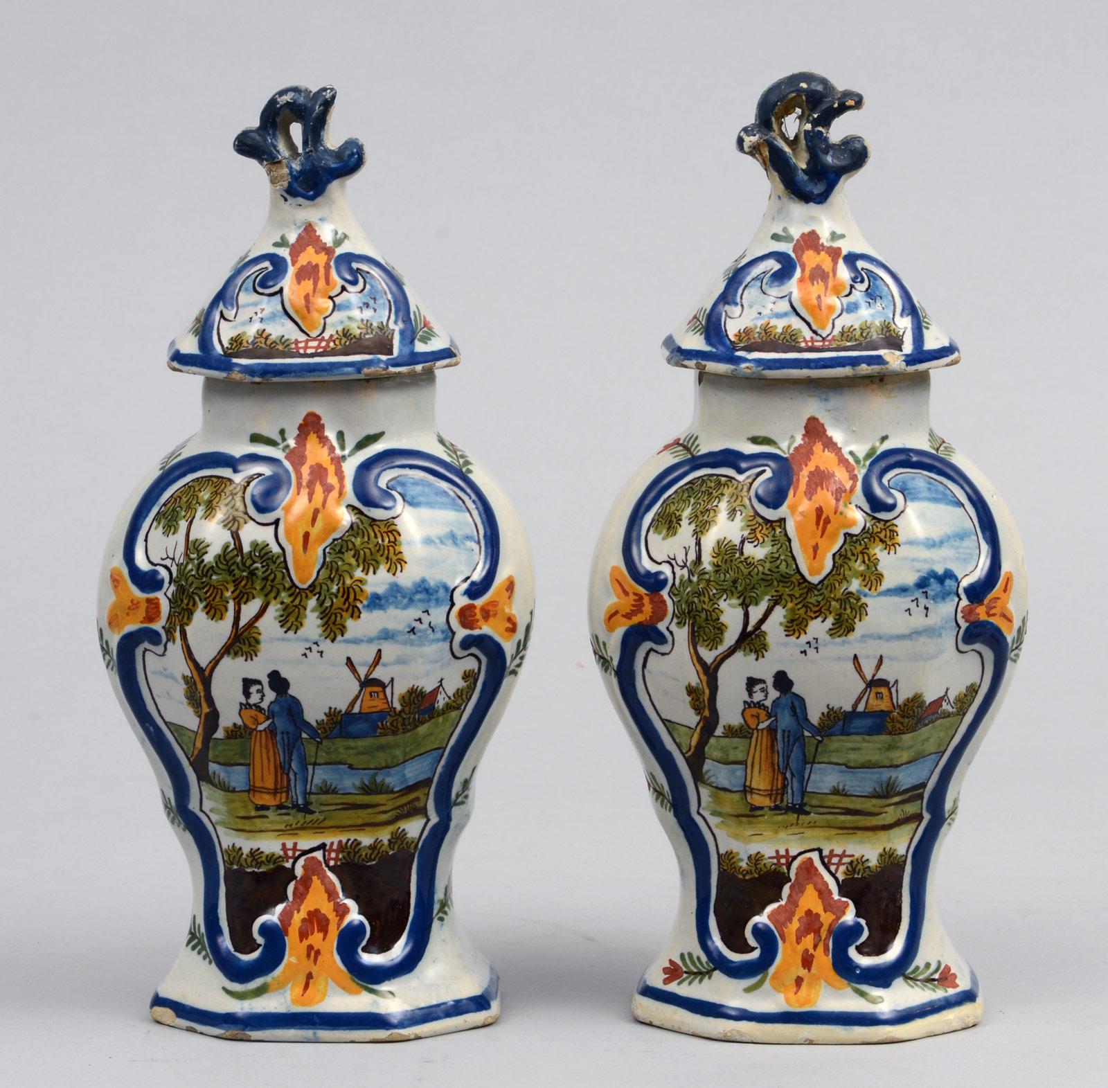 18th Century and Earlier Dutch Delft Assembled Garniture Set, 18th Century For Sale