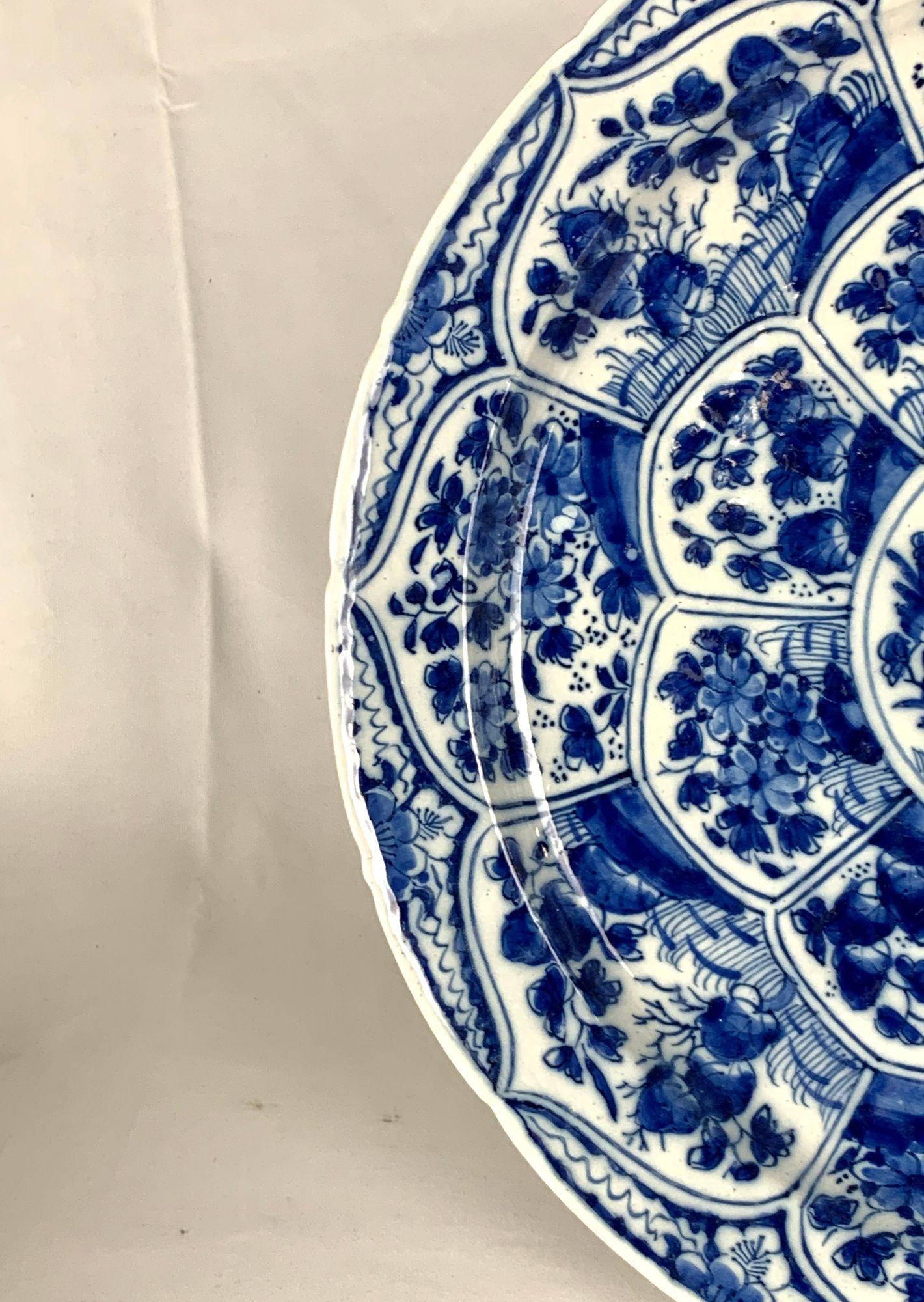 Chinoiserie Dutch Delft Blue and White Charger De Witte Starre Factory Circa 1770 For Sale