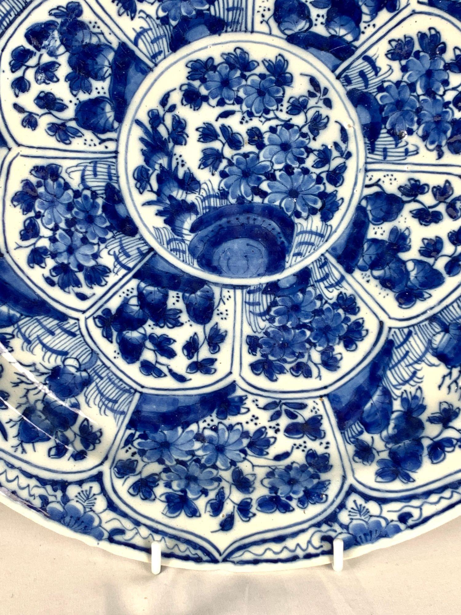 Late 18th Century Dutch Delft Blue and White Charger De Witte Starre Factory Circa 1770 For Sale
