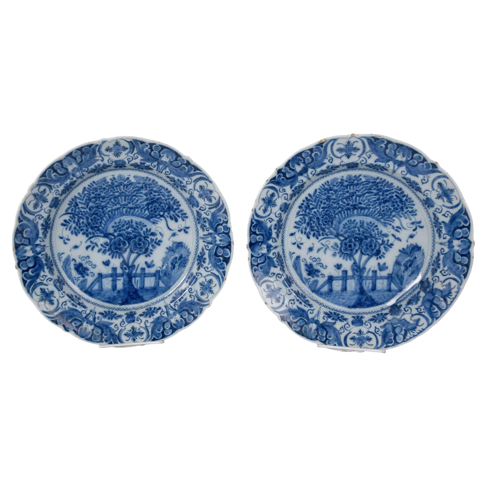 Assiette de présentation néerlandaise « Delft » bleue et blanche en vente
