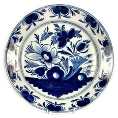 Antique Dutch Delft Blue and White Charger Hand Painted Netherlands Circa 1800