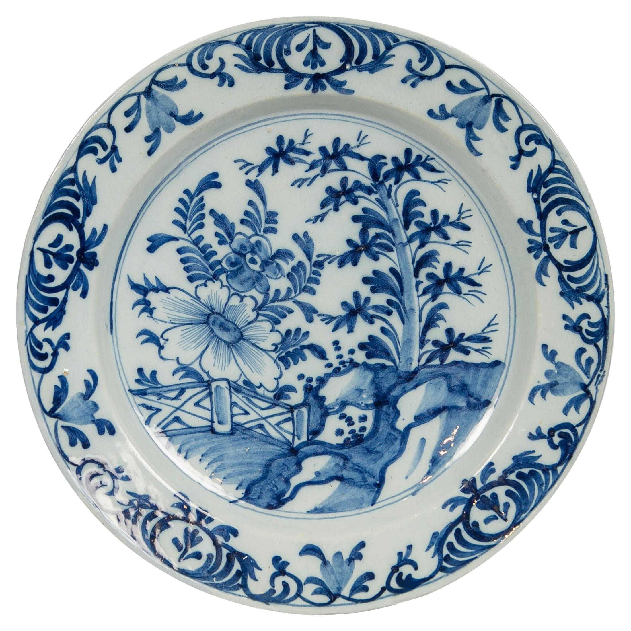Dutch Delft Blue and White Charger Made circa 1780