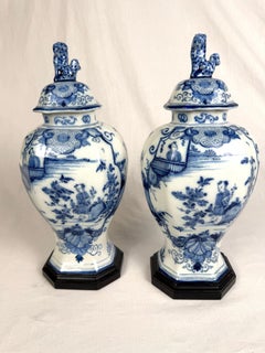 Niederländische Delft Blau und Weiß bedeckt Krüge Hand gemalt 18. Jahrhundert CIRCA 1770