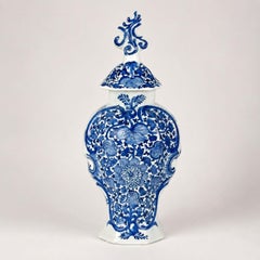 Dutch Delft Blue and White Covered Vase The Axe Mark Circa 1770