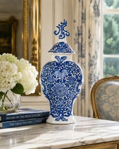 Dutch Delft Blue and White Covered Vase The Axe Mark Circa 1770