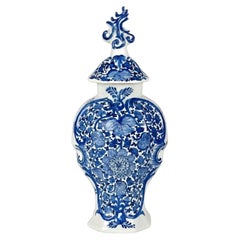 Dutch Delft Blue and White Covered Vase The Axe Mark Circa 1770
