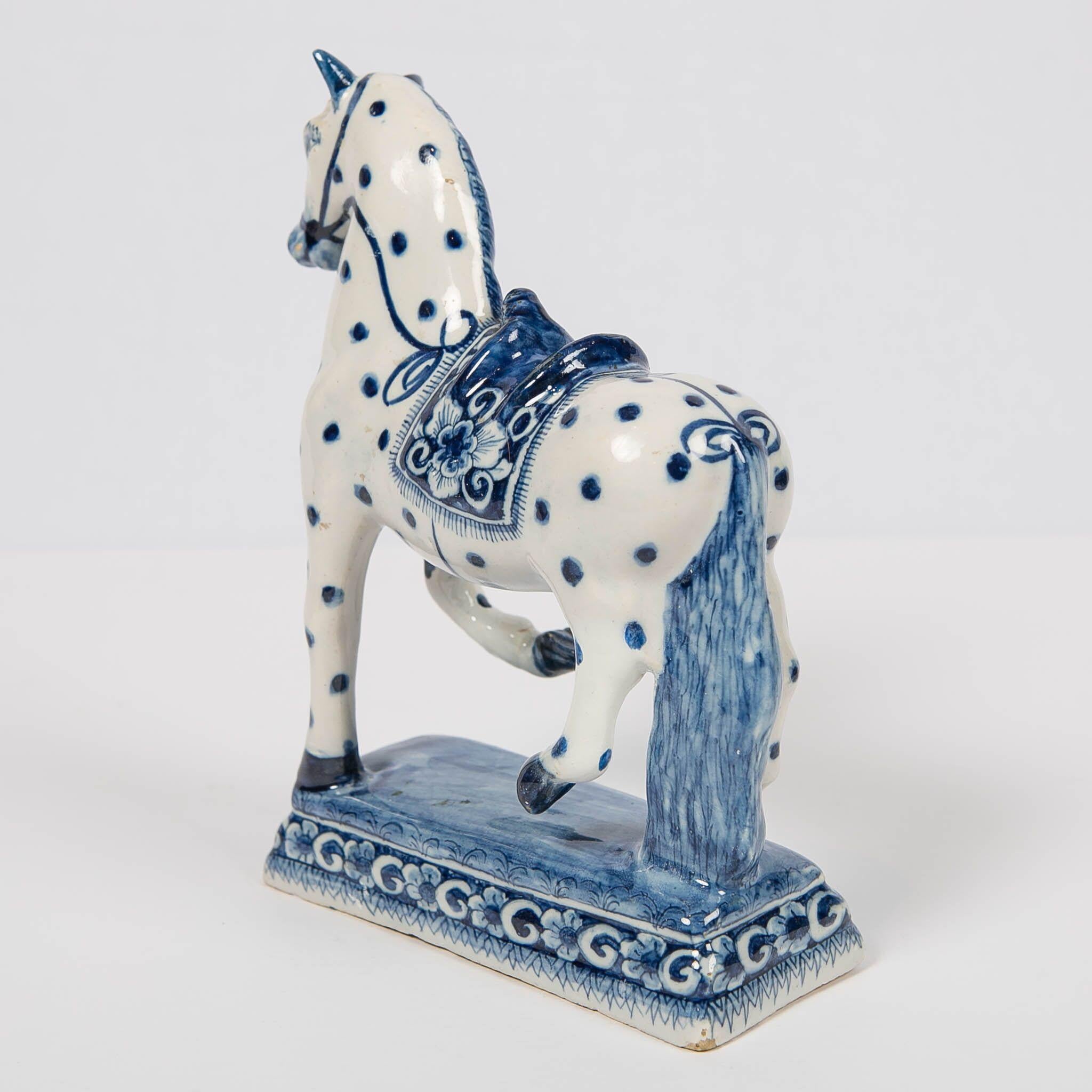 Dutch Delft Blue and White Horse 18th Century Made circa 1780 In Excellent Condition In Katonah, NY