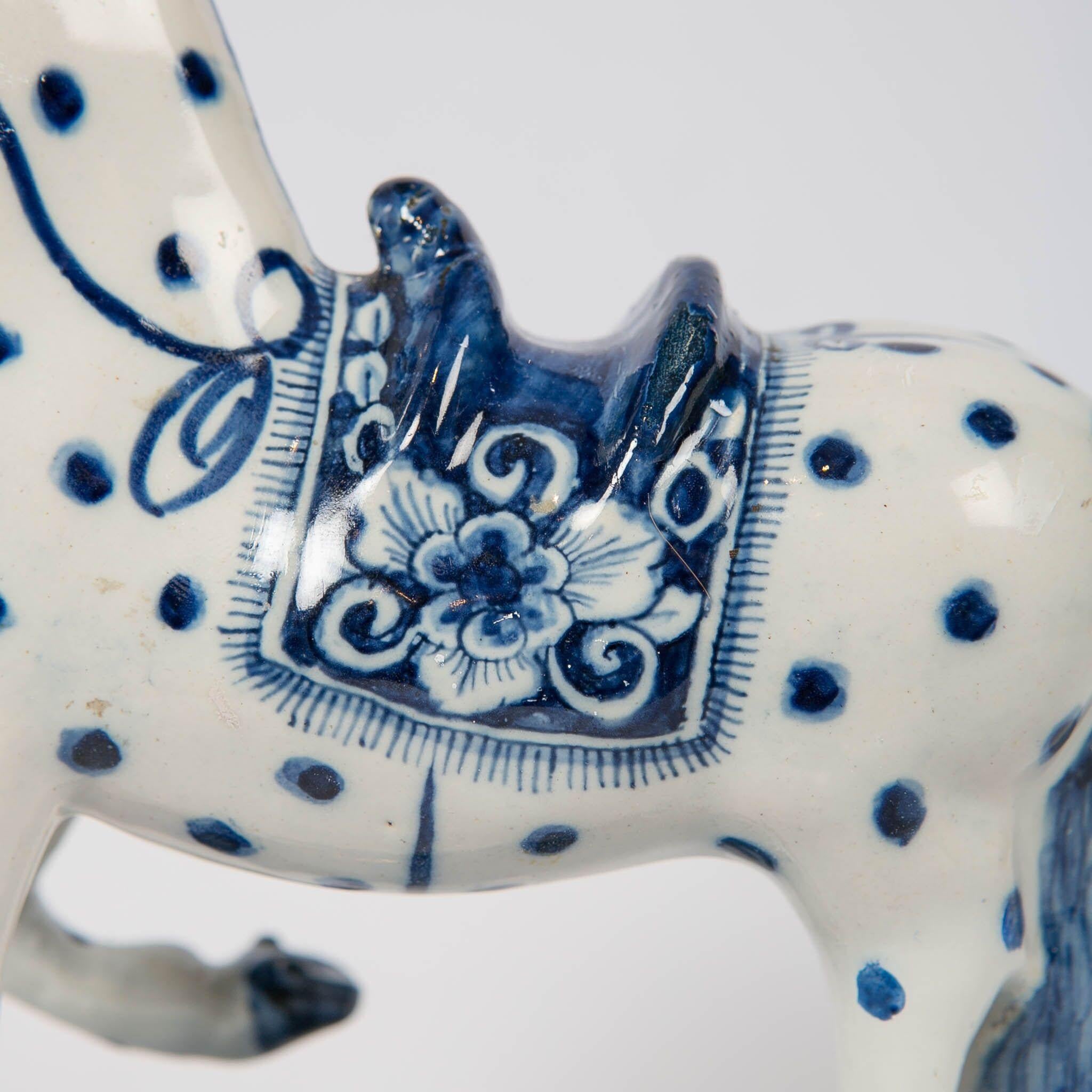Dutch Delft Blue and White Horse 18th Century Made circa 1780 3