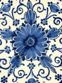 Grande piatto olandese di Delft in bianco e blu, dipinto a mano, CIRCA 1780